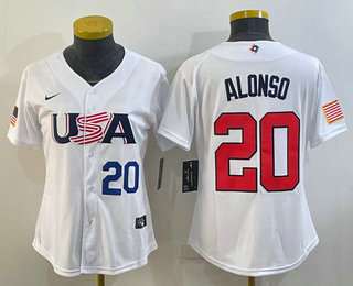 Womens USA Baseball #20 Pete Alonso Number 2023 White World Classic Stitched Jersey->2023 world baseball classic->MLB Jersey